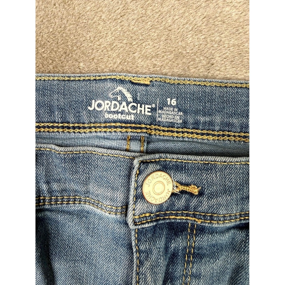 Jordache Bootcut Jeans Girls 16 Blue Denim Cotton Adjustable Waist Streetwear - Picture 2 of 5